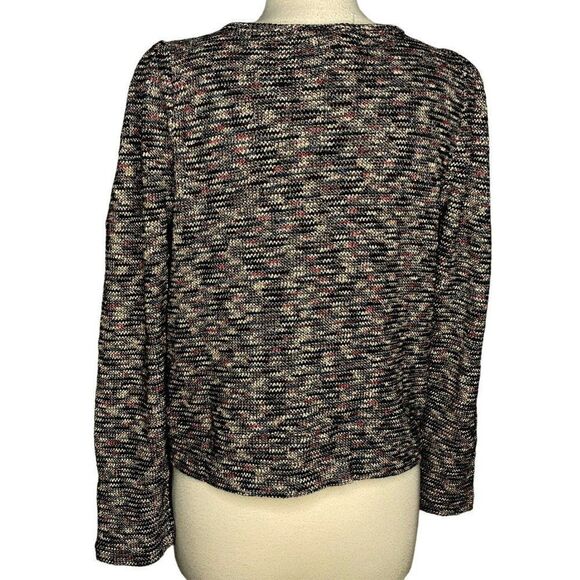 Madewell Multicolor Cropped Tweed Sweater Sz L Pullover Pleated Shoulder NEW - Picture 4 of 5